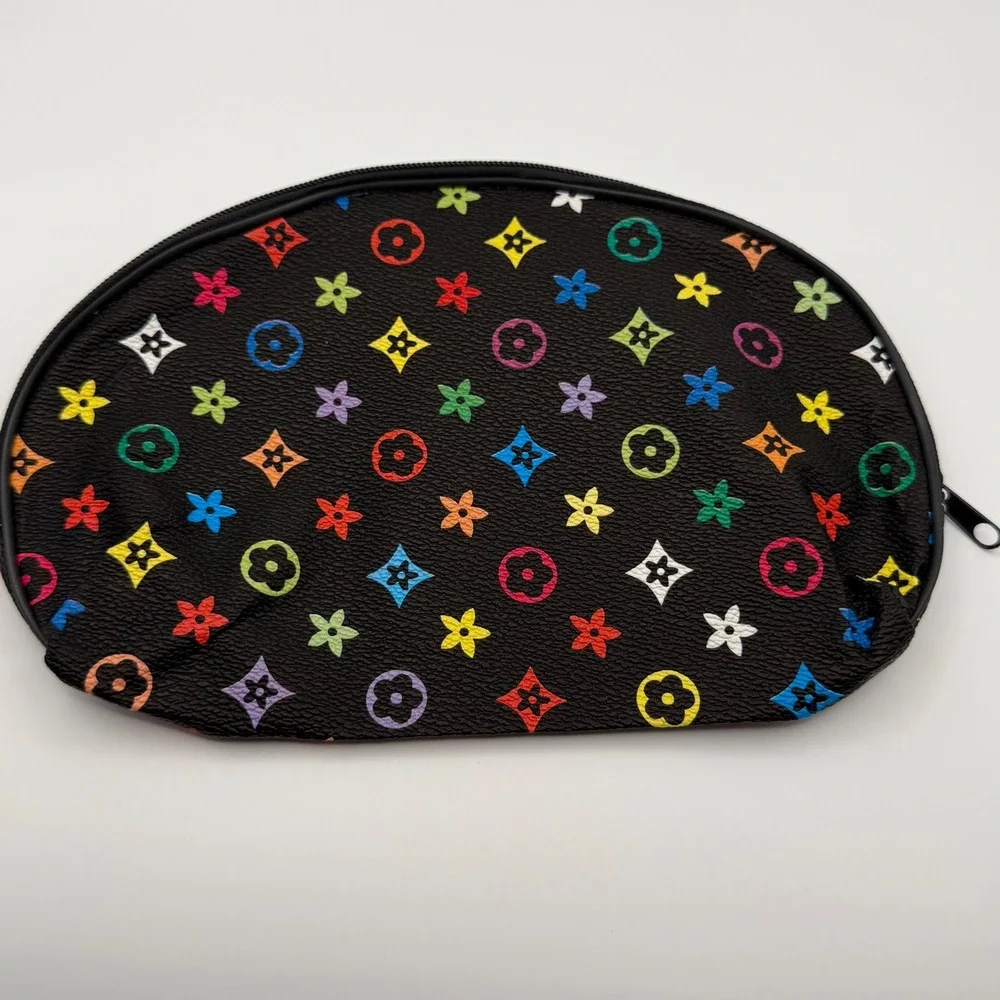 Makeup Bag‎ Cosmetic Pouch Organizer Black Rainbow Monogram